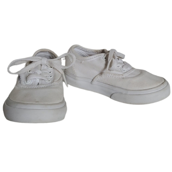 Vans Other - Vans Canvas Skate Sneakers Shoes Lace Up Low Tops Tennis Shoe White Toddler 7